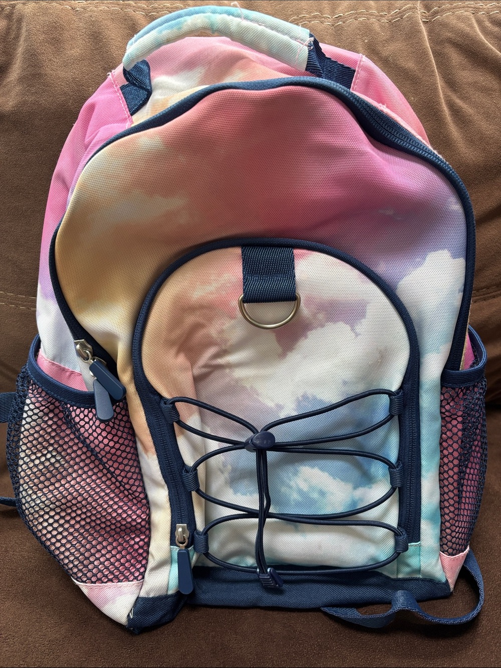 Pottery Barn Teen Cloud Print Small Backpack with Navy Trim